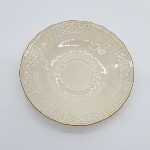 Coffee Cup Saucers Mikasa Fine Ivory Tivoli D1000 China Basket Weave Cream Tan - Picture 5 of 6